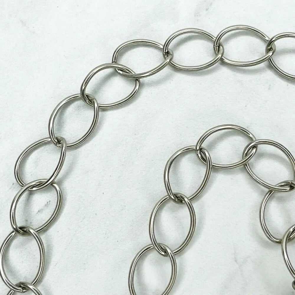 Silver Tone Simple Ball Charm Metal Chain Link Belt Extra Small/Small (XS/S) ✨